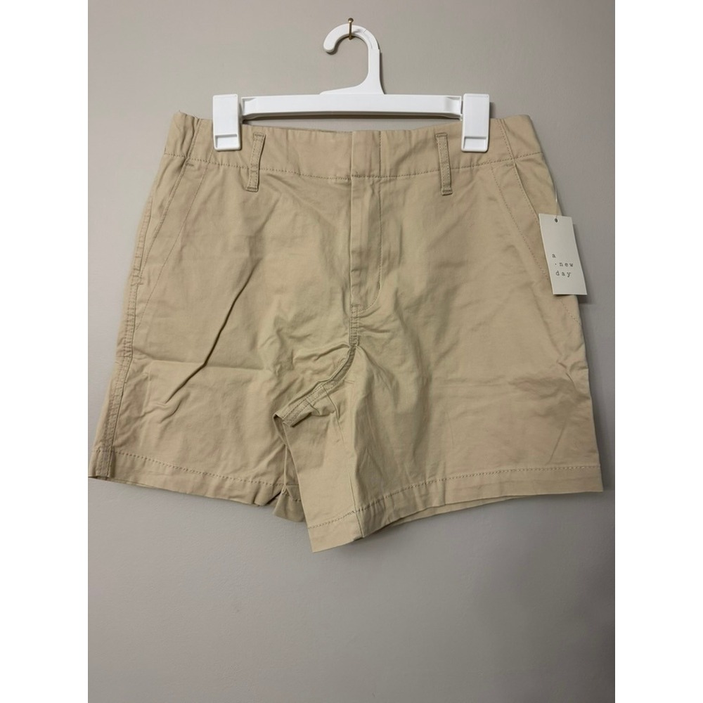 A New Day Chino Shorts Womens 8 Tan High Rise Stretch Pockets NWT